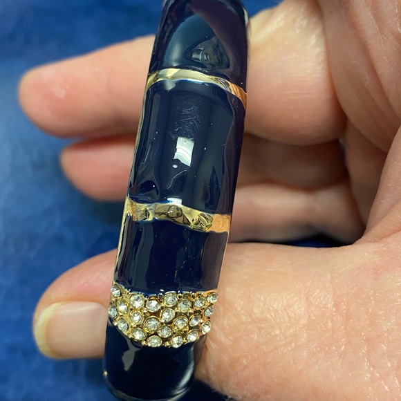 New Landau navy blue enamel bracelet with rhinestone accents - Picture 4 of 7